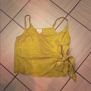 Harper Gold and White Cropped Wrap Tank Top